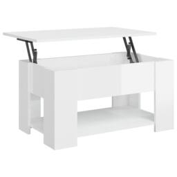 Berkfield Home Coffee Table High Gloss White 79x49x41 cm Engineered Wood - Size: 79 x 49 x 41 cm - thumbnail 2