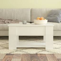 Berkfield Home Coffee Table High Gloss White 79x49x41 cm Engineered Wood - Size: 79 x 49 x 41 cm - thumbnail 3