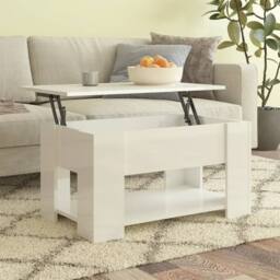 Berkfield Home Coffee Table High Gloss White 79x49x41 cm Engineered Wood - Size: 79 x 49 x 41 cm - thumbnail 1