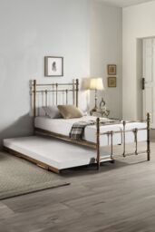 SlumberWorx Bayford Traditional Single Metal Bed Frame with Guest Trundle Bed in Bronze - thumbnail 2