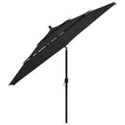 Berkfield Home 3-Tier Parasol with Aluminium Pole Black 3.5 m - thumbnail 3