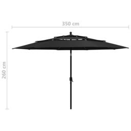 Berkfield Home 3-Tier Parasol with Aluminium Pole Black 3.5 m - thumbnail 8