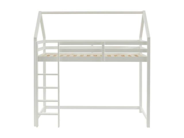 Vente-unique Cabin High Sleeper Bed 90 X 190 Cm - Solid Pine - White - TARZIA - Size: Single - image 1