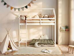 Vente-unique Cabin High Sleeper Bed 90 X 190 Cm - Solid Pine - White - TARZIA - Size: Single - thumbnail 3