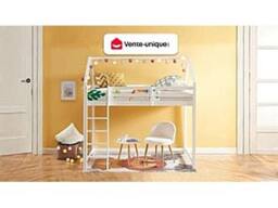 Vente-unique Cabin High Sleeper Bed 90 X 190 Cm - Solid Pine - White - TARZIA - Size: Single - thumbnail 4