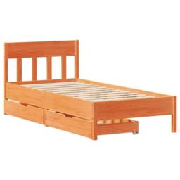 Berkfield Home Bed Frame without Mattress Wax Brown 90x200 cm Solid Wood Pine - thumbnail 3
