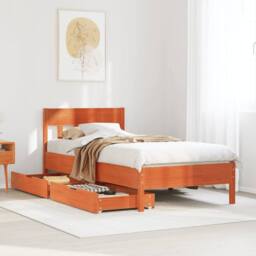 Berkfield Home Bed Frame without Mattress Wax Brown 90x200 cm Solid Wood Pine - thumbnail 1
