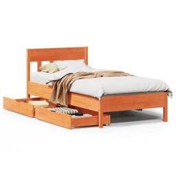 Berkfield Home Bed Frame without Mattress Wax Brown 90x200 cm Solid Wood Pine - thumbnail 2