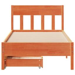 Berkfield Home Bed Frame without Mattress Wax Brown 90x200 cm Solid Wood Pine - thumbnail 4