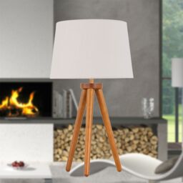 First Choice Lighting Set of 2 Dark Oak Table Lamp or Bedside Lights with Linen Shades in Brown - thumbnail 5
