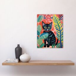 "Artery8 Henri Matisse Style Black Cat In The Jungle Acrylic Painting Unframed Wall Art Print Poster Home Decor Premium - Size: W12"" x H16""" - thumbnail 4