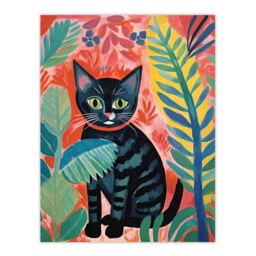"Artery8 Henri Matisse Style Black Cat In The Jungle Acrylic Painting Unframed Wall Art Print Poster Home Decor Premium - Size: W12"" x H16""" - thumbnail 1