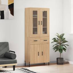 Berkfield Home Highboard Sonoma Oak 69.5x34x180 cm Engineered Wood in Brown - thumbnail 2