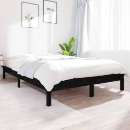 Berkfield Home Bed Frame Black 160x200 cm Solid Wood Pine - thumbnail 2