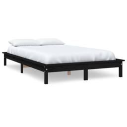 Berkfield Home Bed Frame Black 160x200 cm Solid Wood Pine - thumbnail 1