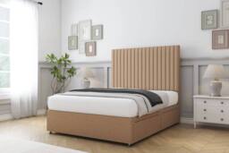 "Sloomy Manhattan Dumfries Divan Bed Base 4 Drawers - 54"" Headboard in Light Brown - Size: Small Double" - thumbnail 3