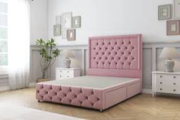 "Comfort Beds Winchester Plush Divan Set 2 Drawers-26"" Headboard-Footboard in Pink - Size: Small Single" - thumbnail 3