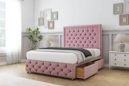 "Comfort Beds Winchester Plush Divan Set 2 Drawers-26"" Headboard-Footboard in Pink - Size: Small Single" - thumbnail 2
