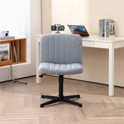 Hinsinc Grey Armless Office Chair Fabric Padded Seat - Size: 0.6m2 - thumbnail 3