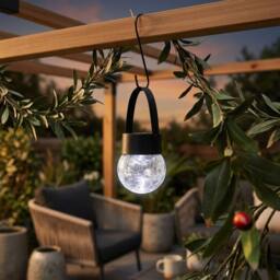 Garden Greatness Firefly Solar Hanging Glass Crackle Ball Light in Clear - Size: 1 Pack