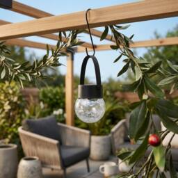 Garden Greatness Firefly Solar Hanging Glass Crackle Ball Light in Clear - Size: 1 Pack - thumbnail 2