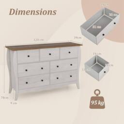 Costway Wooden Chest of Drawers Modern 7-Drawer Cabinet Closet Organizer in Grey - thumbnail 7
