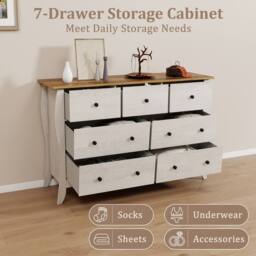 Costway Wooden Chest of Drawers Modern 7-Drawer Cabinet Closet Organizer in Grey - thumbnail 9