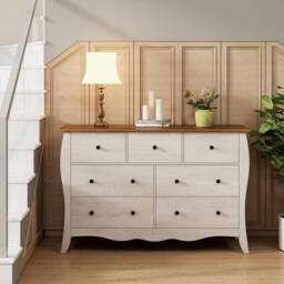 Costway Wooden Chest of Drawers Modern 7-Drawer Cabinet Closet Organizer in Grey - thumbnail 8