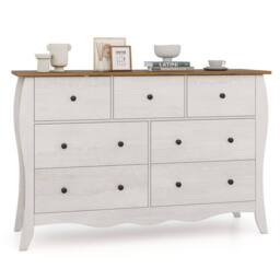 Costway Wooden Chest of Drawers Modern 7-Drawer Cabinet Closet Organizer in Grey - thumbnail 1