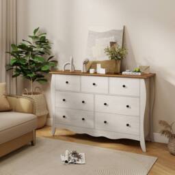 Costway Wooden Chest of Drawers Modern 7-Drawer Cabinet Closet Organizer in Grey - thumbnail 4