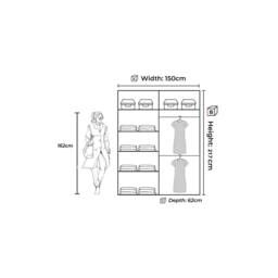Sliding Wardrobes 4U Modern Double Sliding Door Wardrobe 150cm X 217cm in White - Size: 150 cm X 217 cm - thumbnail 3