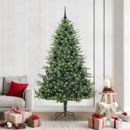 Berkfield Home Artificial Pre-lit Christmas Tree with Ball Set Green 210 cm