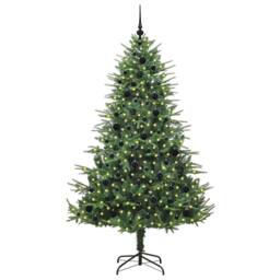 Berkfield Home Artificial Pre-lit Christmas Tree with Ball Set Green 210 cm - thumbnail 3