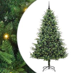 Berkfield Home Artificial Pre-lit Christmas Tree with Ball Set Green 210 cm - thumbnail 2