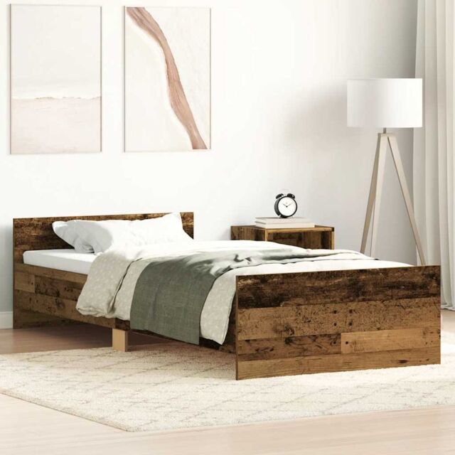 Berkfield Home Bed Frame without Mattress Old Wood 100x200 cm Engineered Wood in Brown - image 1