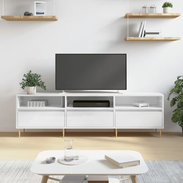 Berkfield Home TV Cabinet High Gloss White 150x30x44.5 cm Engineered Wood - image 1