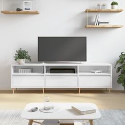 Berkfield Home TV Cabinet High Gloss White 150x30x44.5 cm Engineered Wood