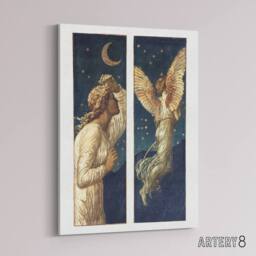 "Artery8 Cupid Flying Away From Psyche Canvas Wall Art Print Burne Jones in Blue - Size: W24"" x H32""" - thumbnail 2