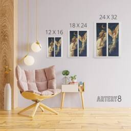 "Artery8 Cupid Flying Away From Psyche Canvas Wall Art Print Burne Jones in Blue - Size: W24"" x H32""" - thumbnail 4