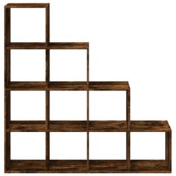 Berkfield Home Room Divider Bookcase 4-Tier Smoked Oak 131.5x29x131.5 cm Engineered Wood in Brown - thumbnail 5
