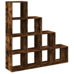 Berkfield Home Room Divider Bookcase 4-Tier Smoked Oak 131.5x29x131.5 cm Engineered Wood in Brown - thumbnail 2