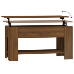 Berkfield Home Coffee Table Brown Oak 101x49x52 cm Engineered Wood - Size: 101 x 49 x 52 cm - thumbnail 6
