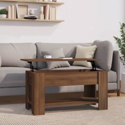 Berkfield Home Coffee Table Brown Oak 101x49x52 cm Engineered Wood - Size: 101 x 49 x 52 cm - thumbnail 1