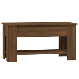 Berkfield Home Coffee Table Brown Oak 101x49x52 cm Engineered Wood - Size: 101 x 49 x 52 cm - thumbnail 3