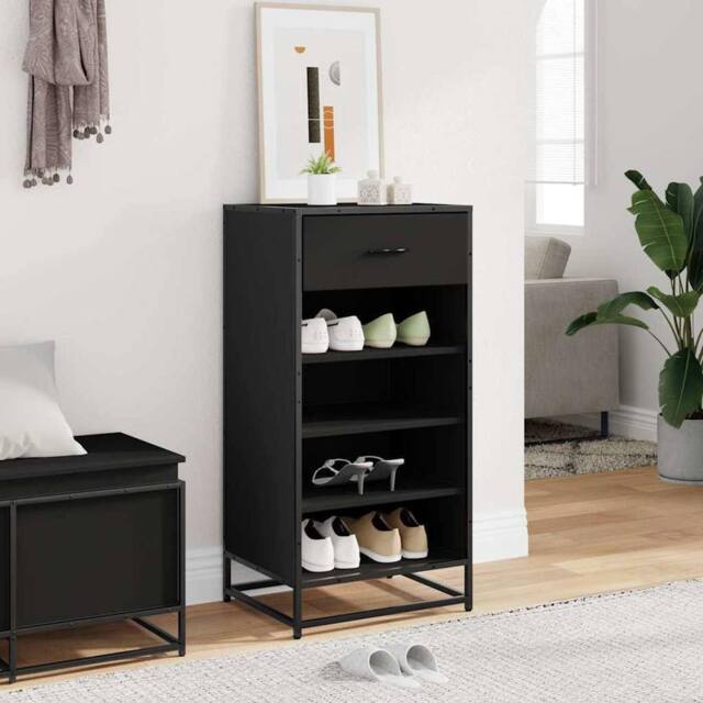 Berkfield Home Shoe Rack Black 48x38x97.5 cm Engineered Wood - image 1
