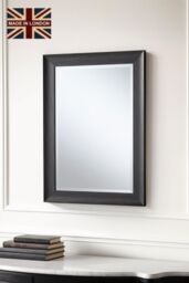 Yearn Mirrors Charcoal Grey Scooped Framed Mirror 91.5x66cm - Size: 91.5x66 cm - thumbnail 1