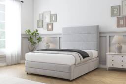"Sloomy Monaco Plush Divan Base No Drawers-54"" Headboard & 12"" Footboard in Silver - Size: Super King" - thumbnail 3