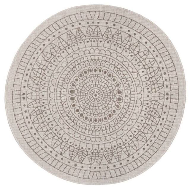 THE RUGS Porto Reversible Indoor Outdoor Rug Flatweave Polypropylene Design in Beige - Size: 200 cm diameter - image 1