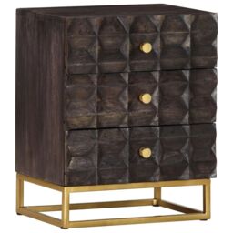 Berkfield Home Bed Cabinet Black 40x30x50 cm Solid Mango Wood - Size: 40 x 30 x 50 cm - thumbnail 1