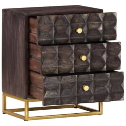 Berkfield Home Bed Cabinet Black 40x30x50 cm Solid Mango Wood - Size: 40 x 30 x 50 cm - thumbnail 4